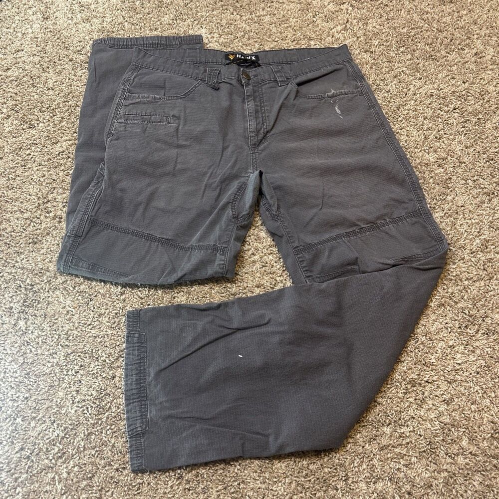 HAWX Work Gear Pants Mens 36x32 Gray 7 Pocket Pants Reinforced Knee Rip Stop Y2k